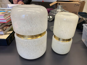 2 Glass & Bass "Audrey" Decor Vases