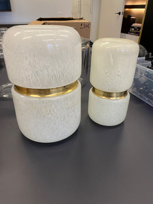 2 Glass & Bass "Audrey" Decor Vases