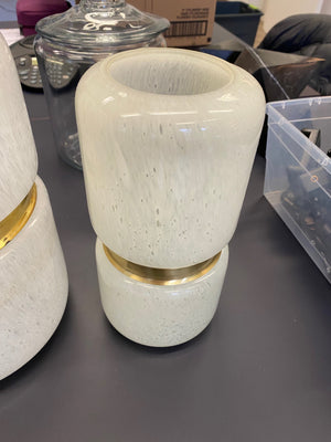 2 Glass & Bass "Audrey" Decor Vases