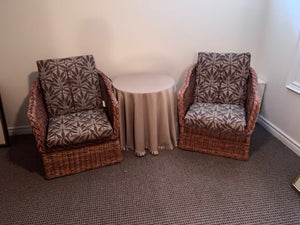 Pair of Wicker Armchairs with Cushions