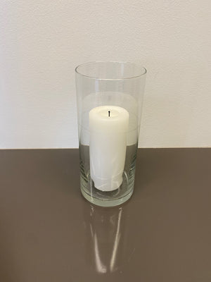 Glass Cylinder Vase, White Pillar Candle (*8 Available)