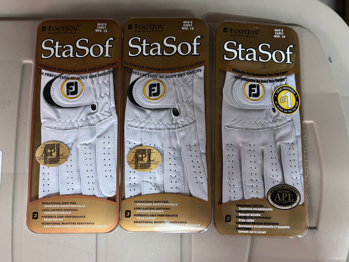 3 Footjoy Men's StaSof Golf Gloves - MED-LG, Left Hand