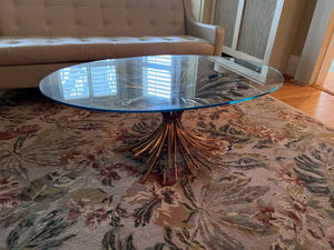 MCM Hollywood Regency COCO CHANEL Style Wheat Sheaf Oval Coffee Table
