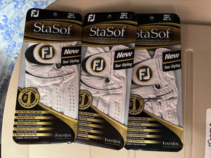 3 Footjoy Men's StaSof Golf Gloves 'New Tour Styling' - MED-LG Cadet, Left Hand