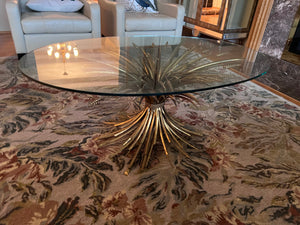MCM Hollywood Regency COCO CHANEL Style Wheat Sheaf Oval Coffee Table