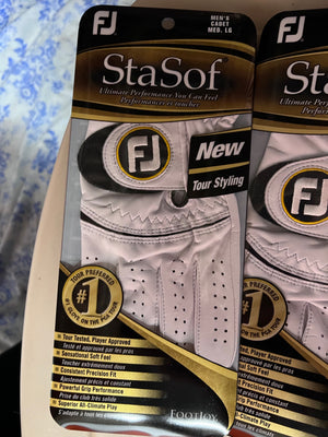 3 Footjoy Men's StaSof Golf Gloves 'New Tour Styling' - MED-LG Cadet, Left Hand