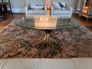 MCM Hollywood Regency COCO CHANEL Style Wheat Sheaf Oval Coffee Table