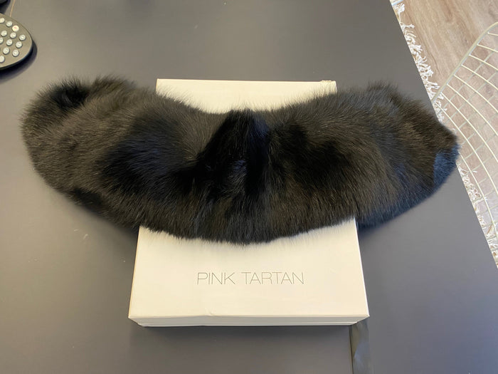 BRAND NEW Pink Tartan Fox Fur Collar