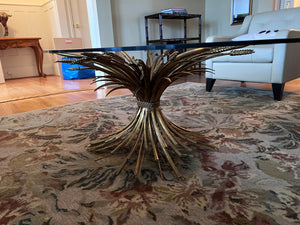 MCM Hollywood Regency COCO CHANEL Style Wheat Sheaf Oval Coffee Table