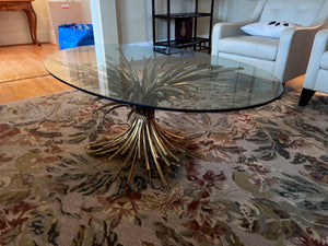 MCM Hollywood Regency COCO CHANEL Style Wheat Sheaf Oval Coffee Table
