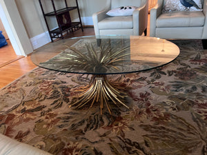 MCM Hollywood Regency COCO CHANEL Style Wheat Sheaf Oval Coffee Table