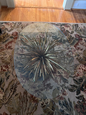 MCM Hollywood Regency COCO CHANEL Style Wheat Sheaf Oval Coffee Table