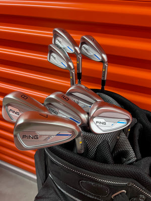 Ping i Series E1 Irons, 3-PW, UW, Right Hand, AWT 2.0 Steel Shaft, Regular + Burton Golf Bag