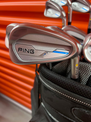 Ping i Series E1 Irons, 3-PW, UW, Right Hand, AWT 2.0 Steel Shaft, Regular + Burton Golf Bag