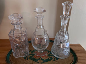 3 Crystal Decanters on Florentine Tray
