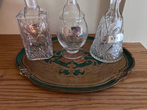 3 Crystal Decanters on Florentine Tray