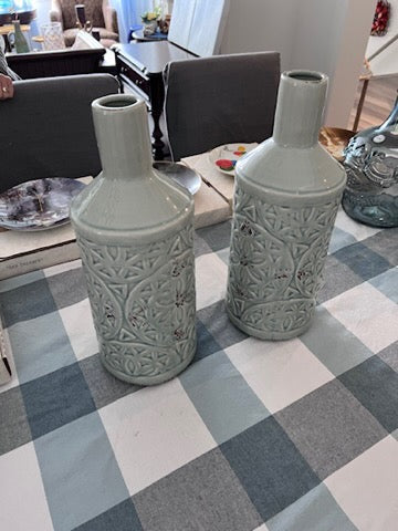 Pair of Dorian Vases, Tall Glacier