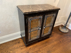 Black Marble Top Cabinet, Ornate Mirror Panelled Front