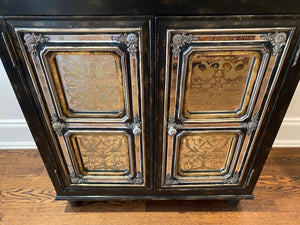 Black Marble Top Cabinet, Ornate Mirror Panelled Front