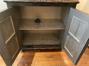 Black Marble Top Cabinet, Ornate Mirror Panelled Front