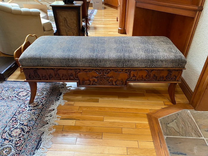 Sam Moore Furniture by La Z Boy- Elephant Wood/Upholstered Bench