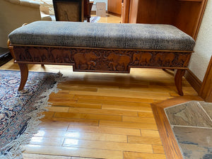 Sam Moore Furniture by La Z Boy- Elephant Wood/Upholstered Bench