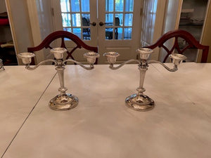 2 Silver Plated on Zinc Alloy 3-Light Candelabras
