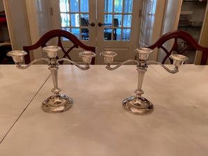 2 Silver Plated on Zinc Alloy 3-Light Candelabras