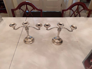 2 Silver Plated on Zinc Alloy 3-Light Candelabras