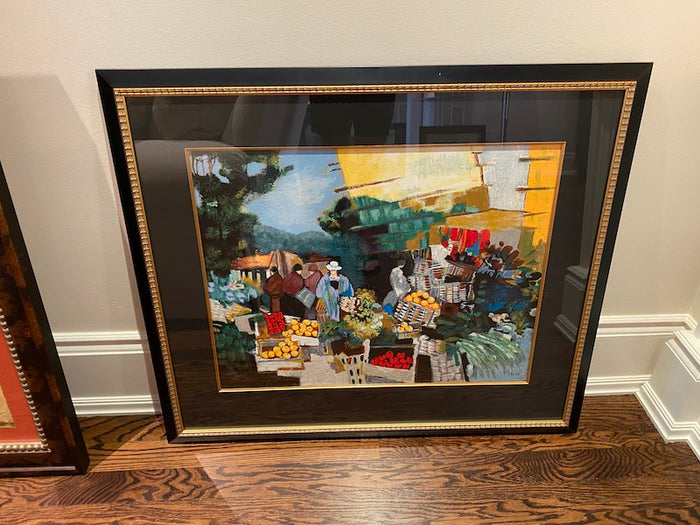 Claude Fauchere, "The Fruit Market" Hand Signed Limited Edition Serigraph