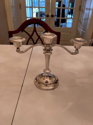 2 Silver Plated on Zinc Alloy 3-Light Candelabras