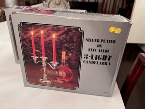 2 Silver Plated on Zinc Alloy 3-Light Candelabras