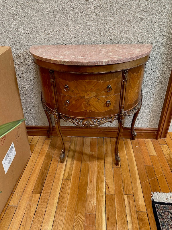 Antique Demilune Marble Top Table