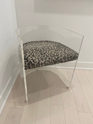 Lucite Acrylic Tub Chair, Cheetah Print Seat