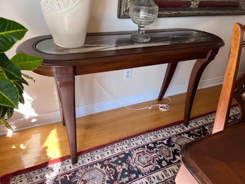 Oval Wood and Glass Console Table- Made in Indonesia