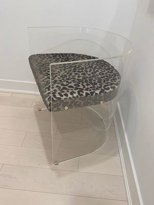 Lucite Acrylic Tub Chair, Cheetah Print Seat