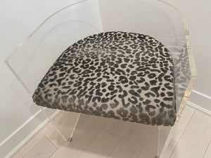 Lucite Acrylic Tub Chair, Cheetah Print Seat