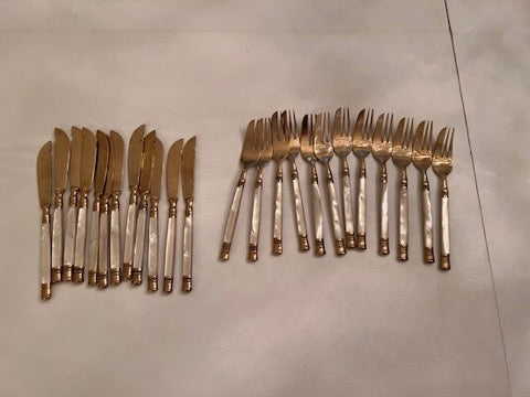 Pearl Fish Forks & Knives- Service for 12