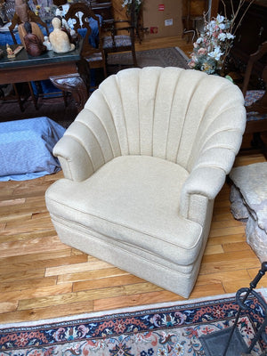 2 Vintage Beige Upholstered Armchairs