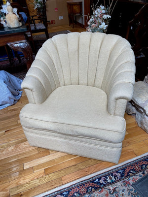 2 Vintage Beige Upholstered Armchairs
