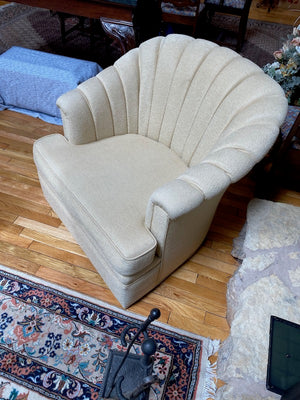 2 Vintage Beige Upholstered Armchairs