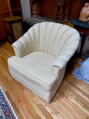 2 Vintage Beige Upholstered Armchairs