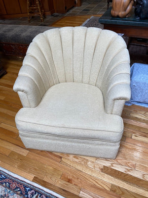 2 Vintage Beige Upholstered Armchairs