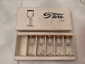 Set of 5 Gold Rimmed Cordial Glasses