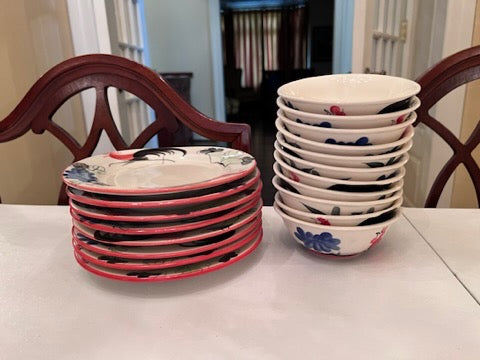 Handpainted Kook Kai Lot- 8 Plates, 11 Bowls
