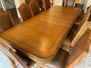Bernhardt Dining Table + 12 Leather Chairs