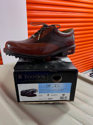 Men's Footjoy Dry Ice Leather Golf Shoes, Brown- Size 8