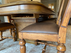 Bernhardt Dining Table + 12 Leather Chairs