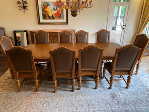 Bernhardt Dining Table + 12 Leather Chairs