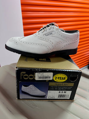 Men's FOOTJOY Aqua-Lites 52993 WING TIP OXFORD Golf Shoes, White- Size 8.5